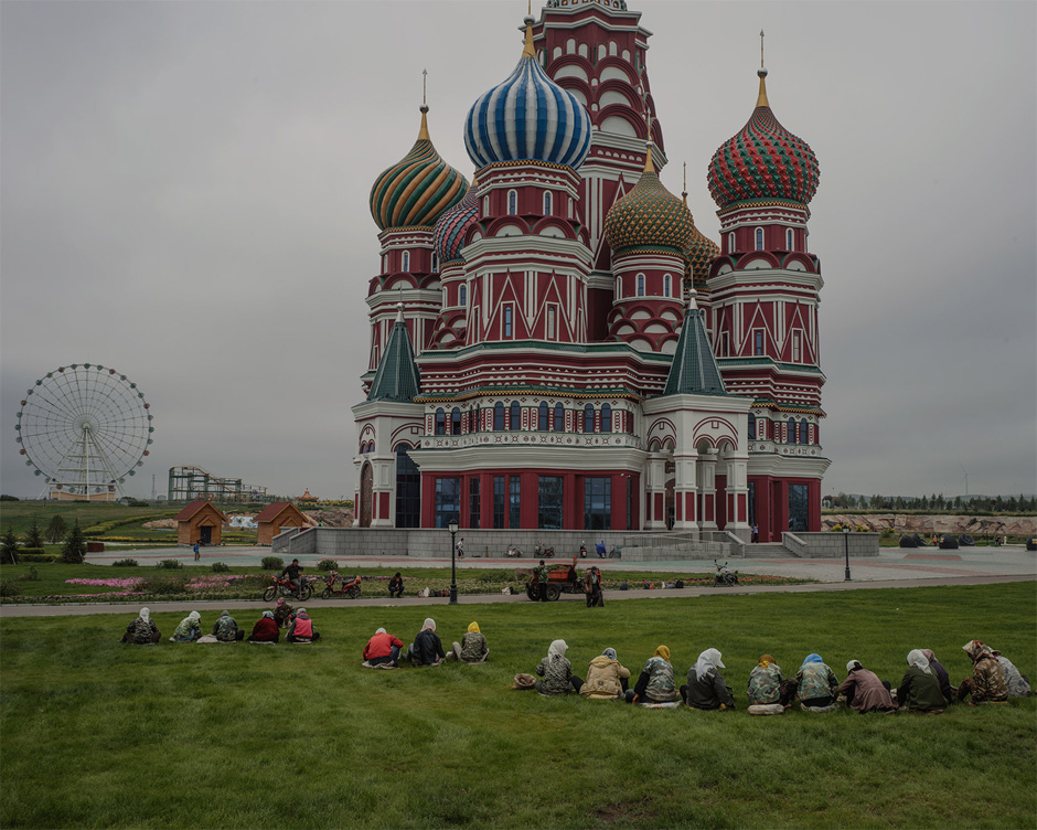 A replica of Moscow’s St. Basil’s Cathedral used as a science museum stands in the Jalainur district of Manzhouli, China.