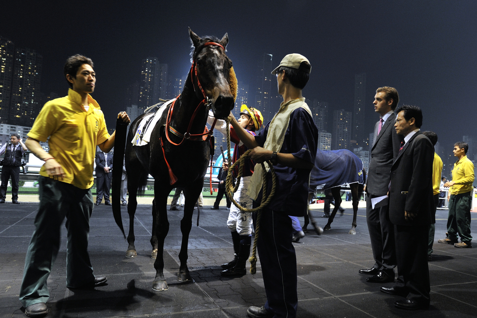In the restricted section of the Happy Valley racetrack, Hong Kong Jockey Club members and horse owners can see the animals up close between races. The Jockey Club, along with being the city’s center of gambling and society, is the largest single taxpayer and a major supporter of charity in Hong Kong.