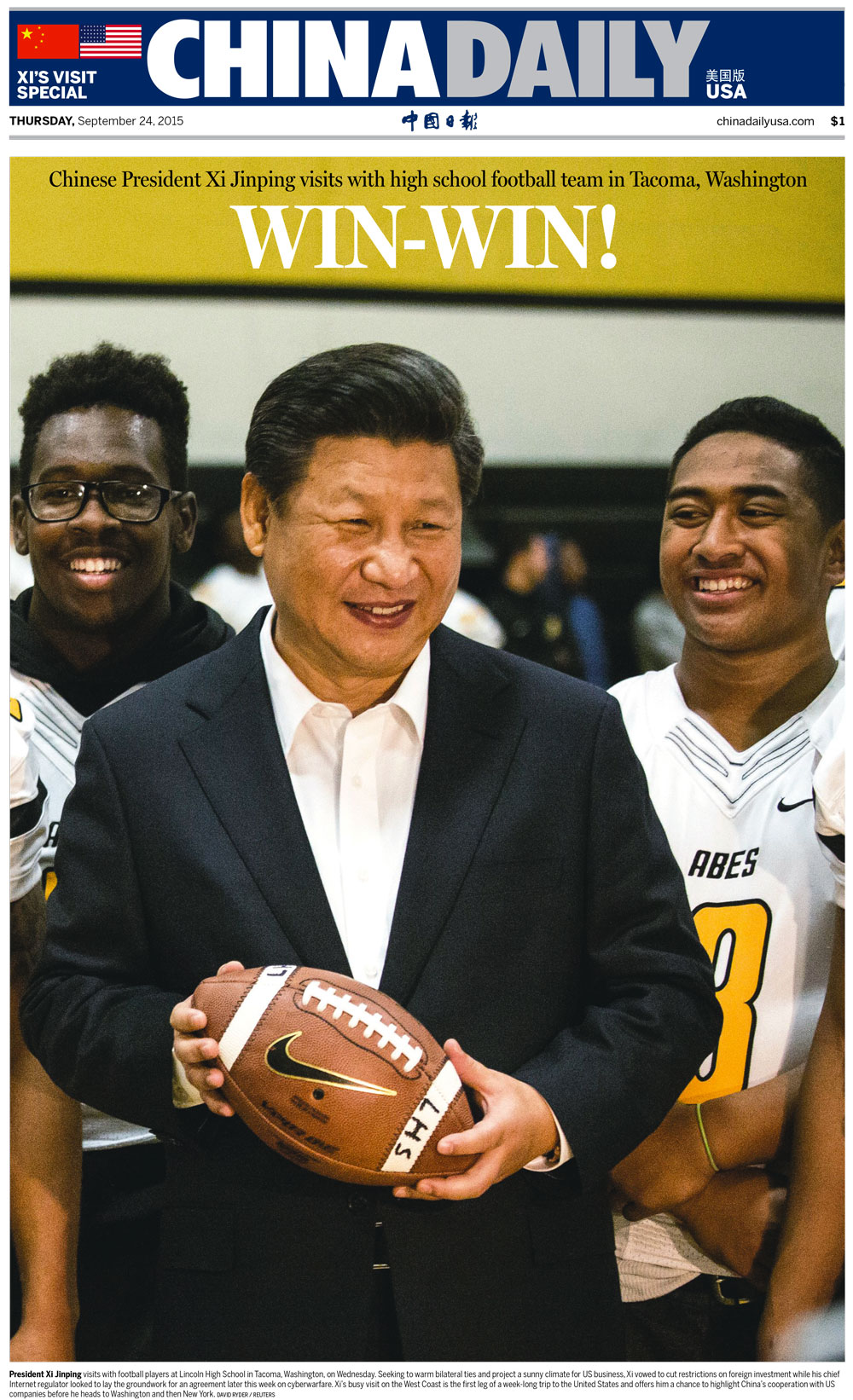 ‘China Daily,’ U.S. edition, September 24, 2015.