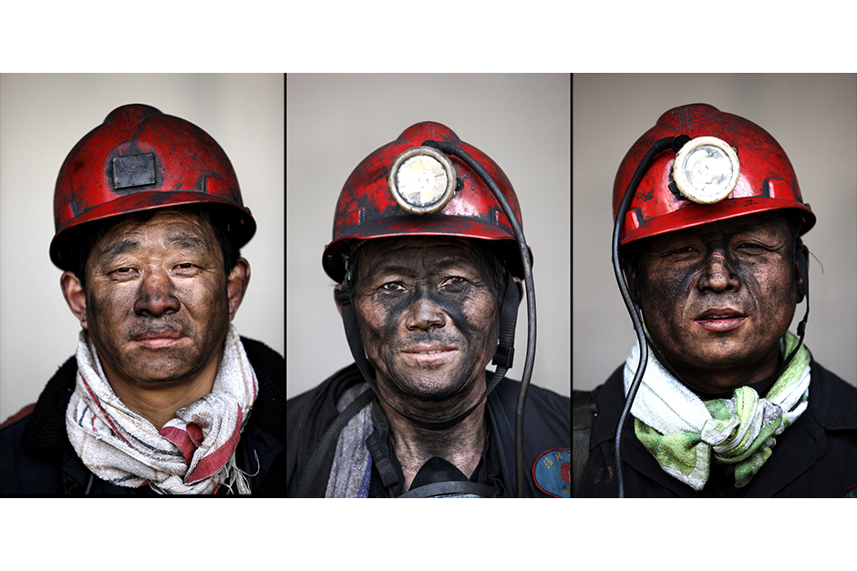 From left, Zhang Yixian, 51, Ren Gongming, 50, Wen Bianyu, 46. Together, they have a cumulative 71 years of experience working in the mines.